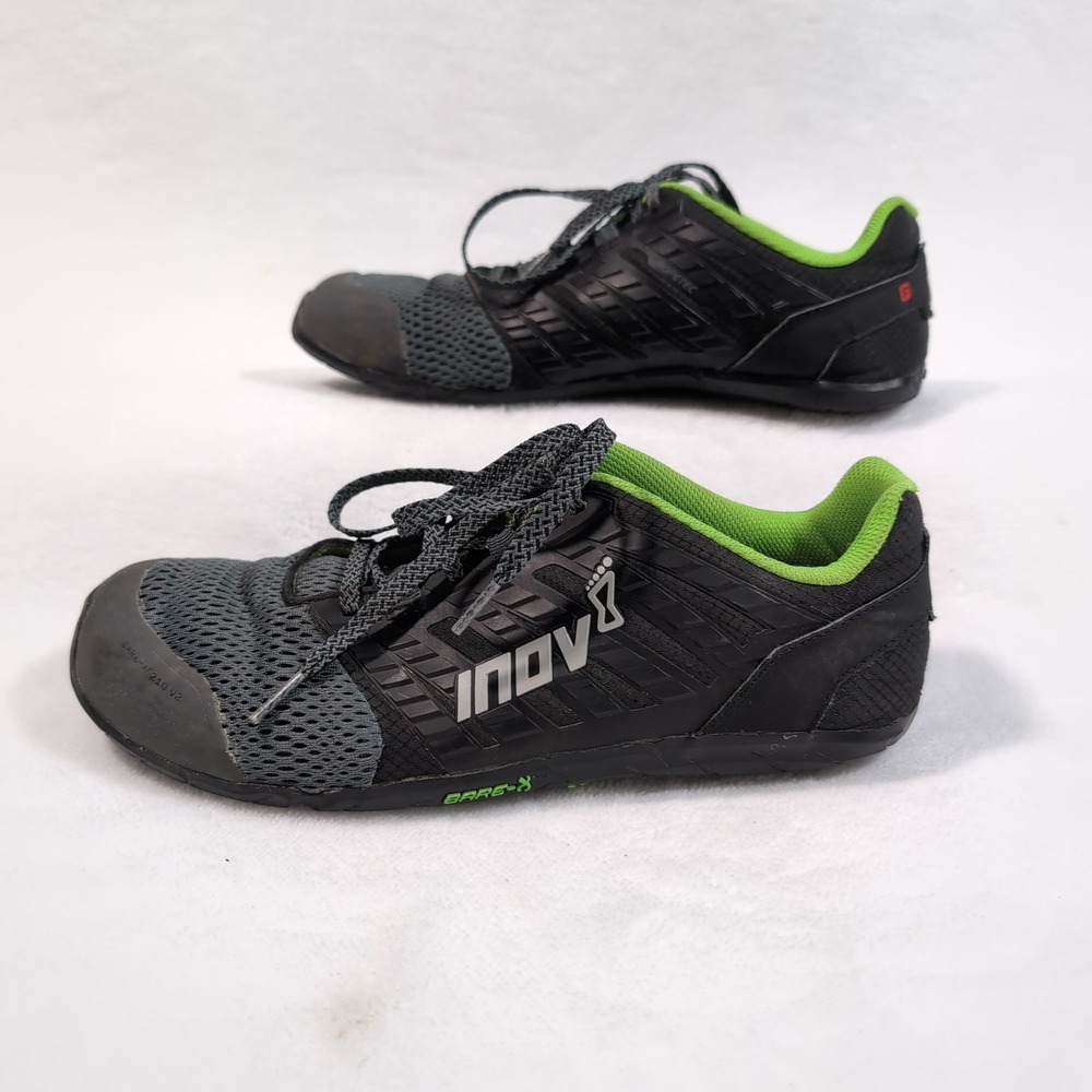 Inov-8 Bare-XF 210 V2 Training Shoes Mens 9.5 Black‎ Green Minimalist Zero Drop